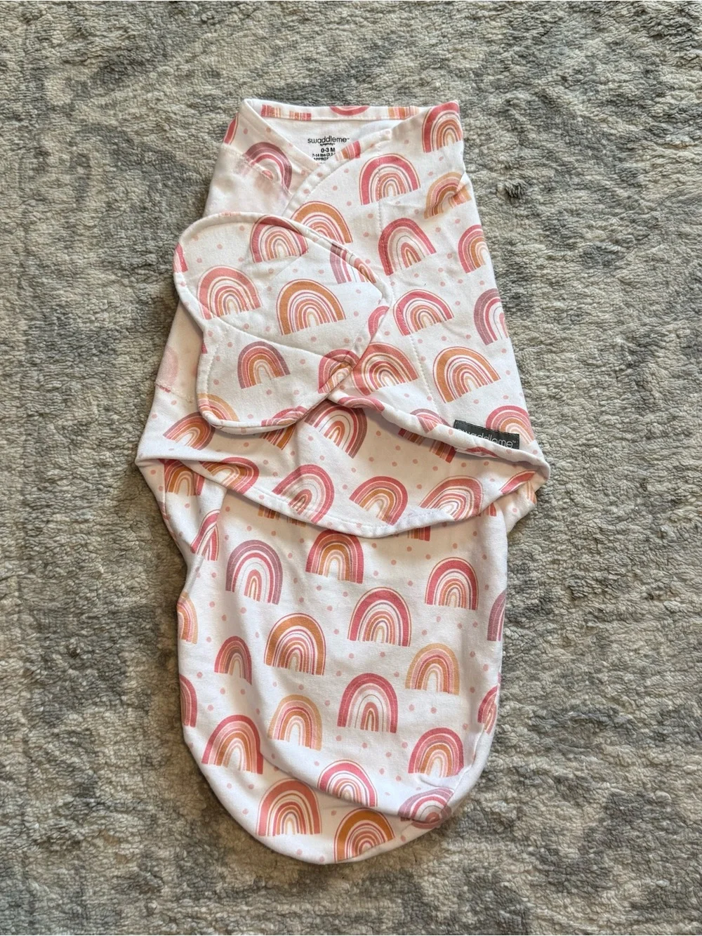 SwaddleMe Ingenuity Swaddle Set 0-3M Pink Hearts Rainbow Cotton Lot of 2